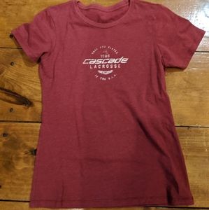 Medium cranberry Cascade lacrosse tee shirt